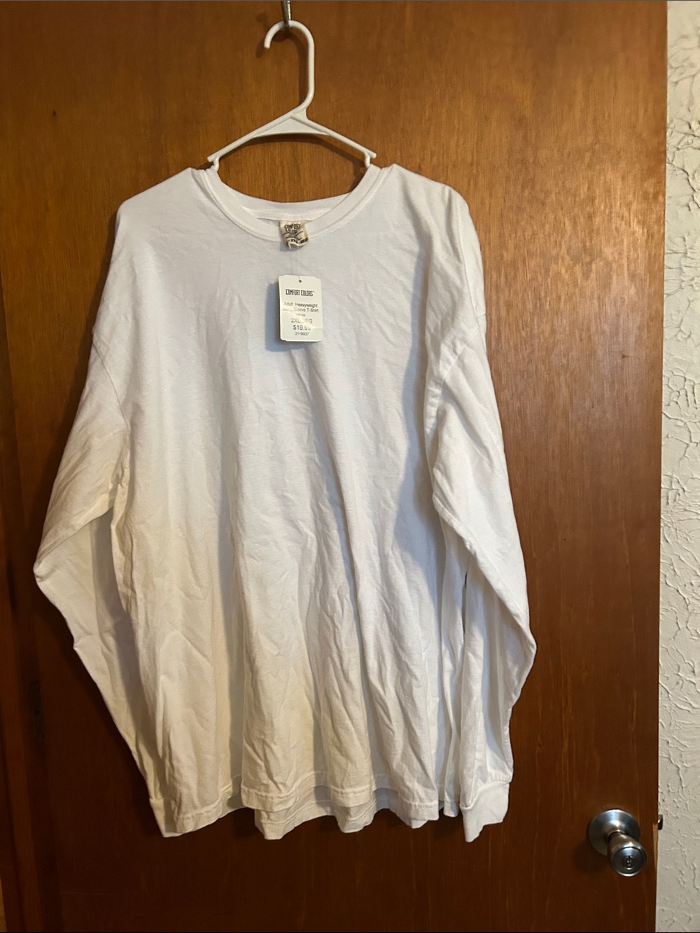 Comfort Colors White Long Sleeve Crewneck Tee - Men's